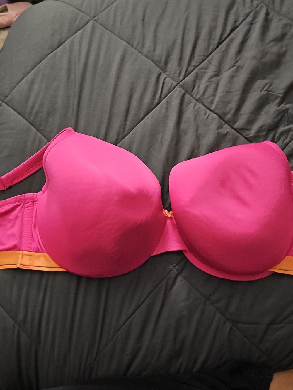 Cacique Hot Pink Contour Bra with Orange Accent